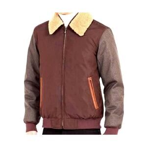 RainForest Jacket Brown NEW Size M Waxed Nylon Faux Shearling Removable Collar
